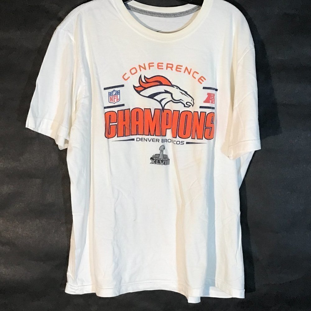 NIKE NFL Denver Broncos Champions White Orange Tee Short Sleeve T Shirt XL